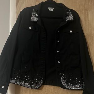 Black cotton jacket with rhinestones